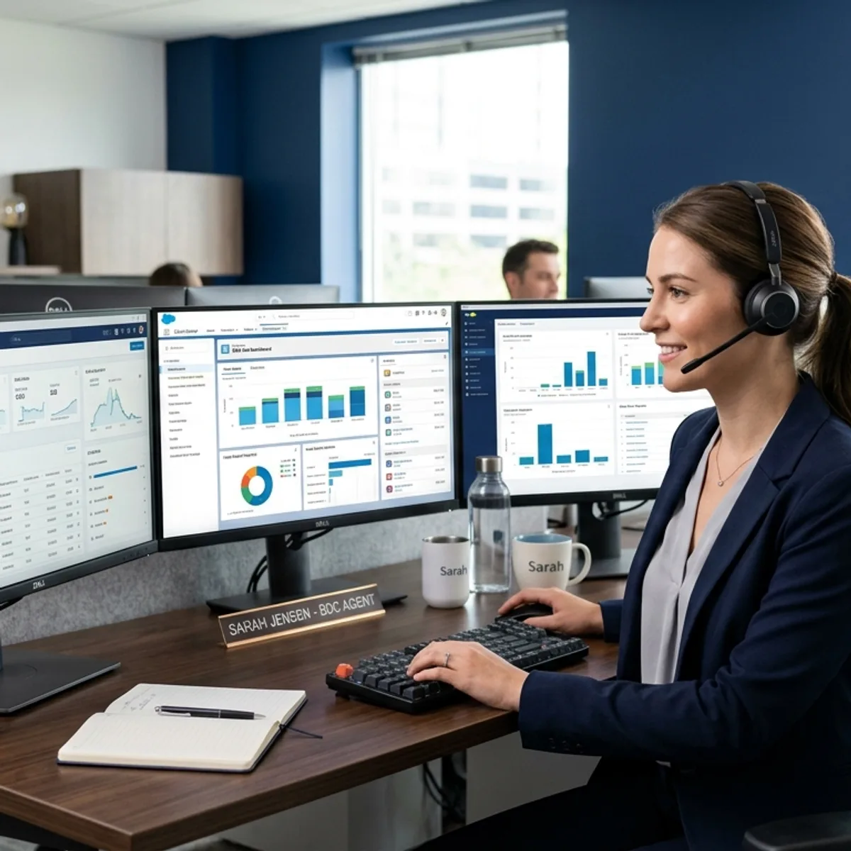 Trained BDC agent working inside a dealer workspace with CRM and phone