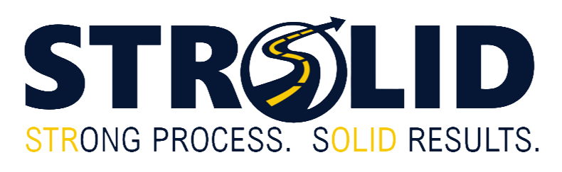 Strolid brandmark, navy, gold